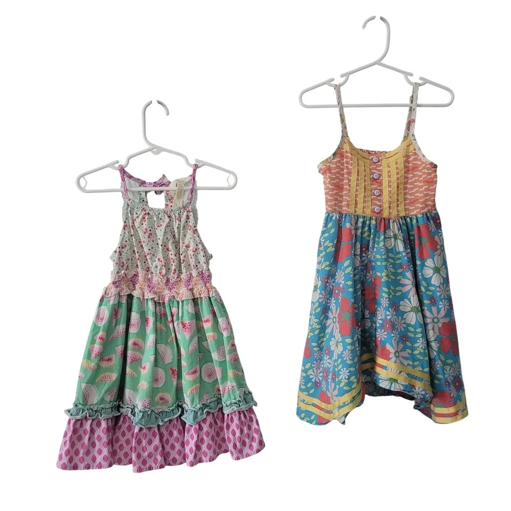 Matilda Jane Size 2 4 Girls Dress Lot Watermelon Floral Boho Mixed Print 2pc